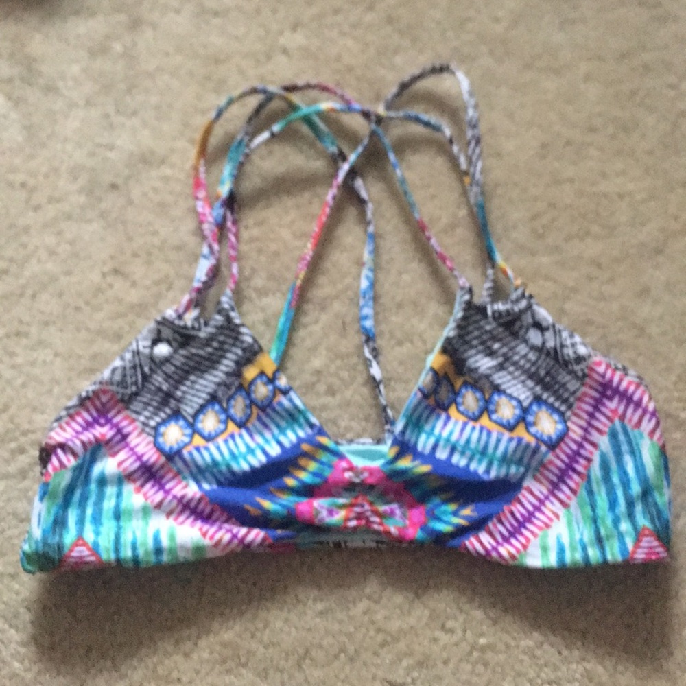 cute multicolor triangle bikini top